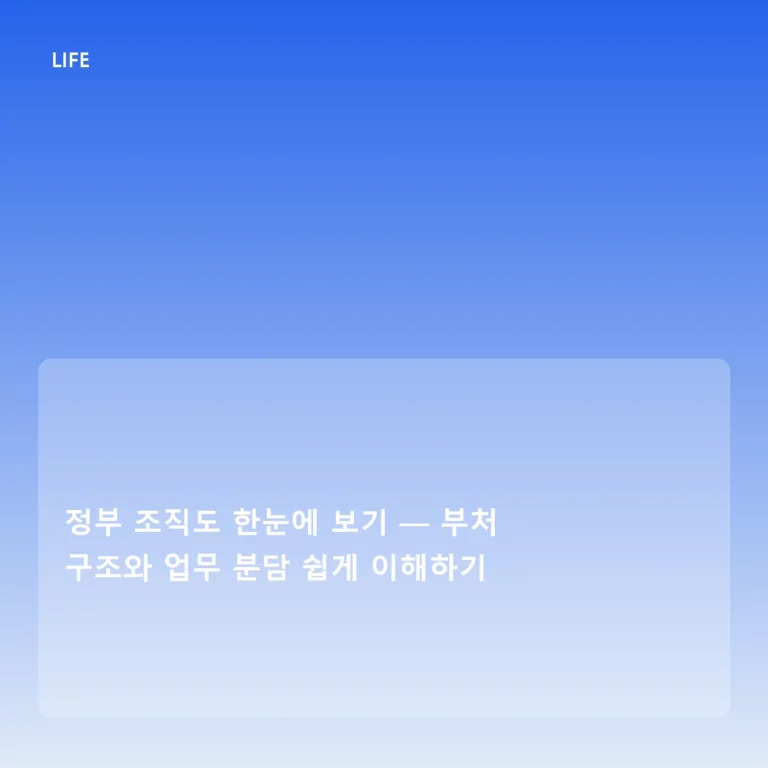 정부 조직도 한눈에 보기 — 부처 구조와 업무 분담 쉽게 이해하기